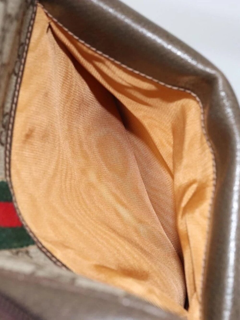 GUCCI GG Supreme Web Sherry Line Shoulder Bag PVC Beige Gold Auth 163502 - Picture 13 of 16